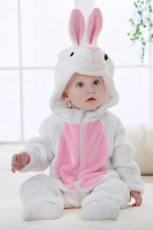 Kigurumi Onesie Baby wit konijn